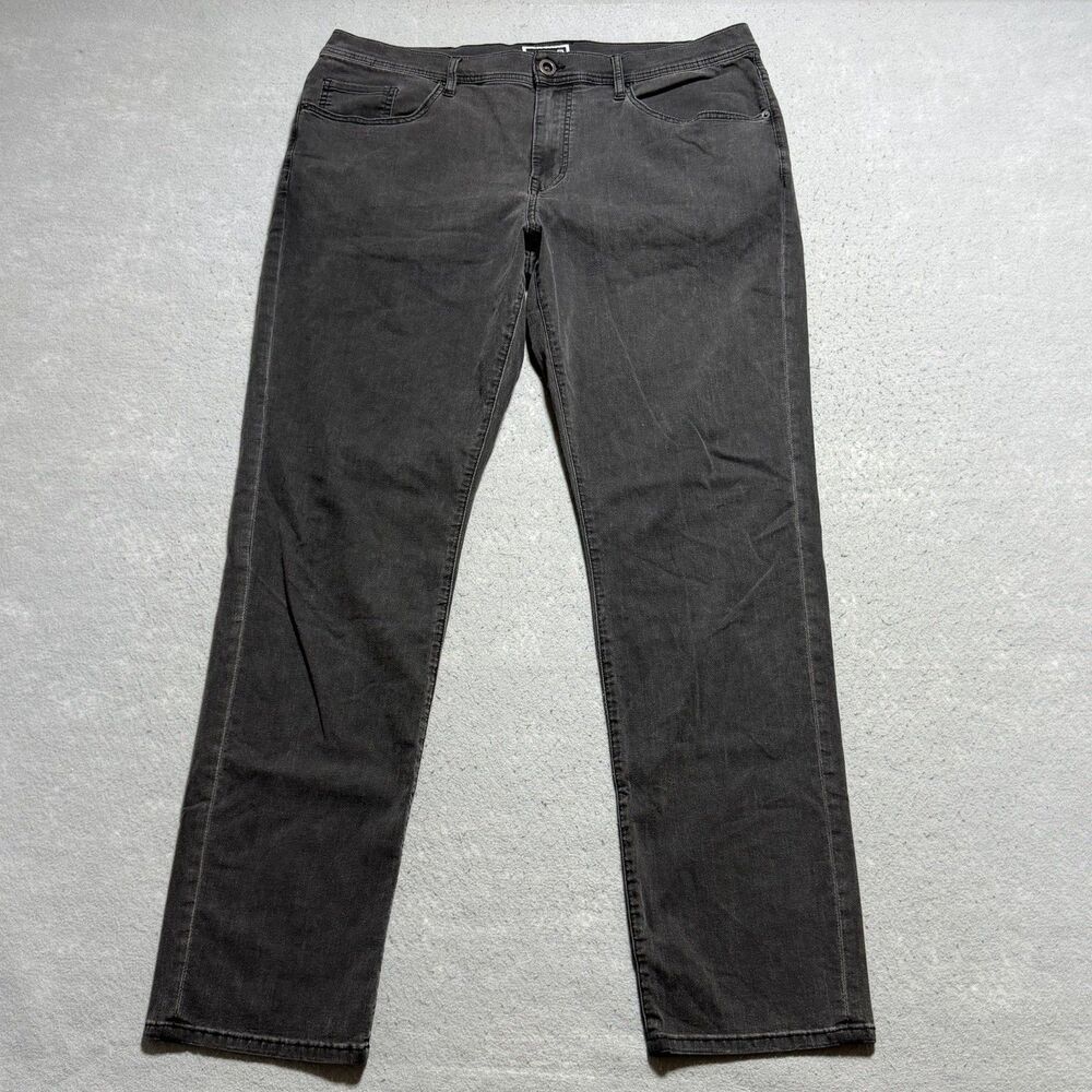 Travis Matthew Jeans Mens 38 Black Dark Wash Tapered High Rise Denim Stretch